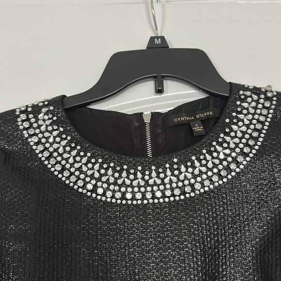 Cynthia Steffe Black Sheath Dress with Embellished Bib Collar - Picture 6 of 7